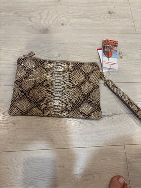 Neutral Snake-Print Wristlet Mini Bag - Unbranded